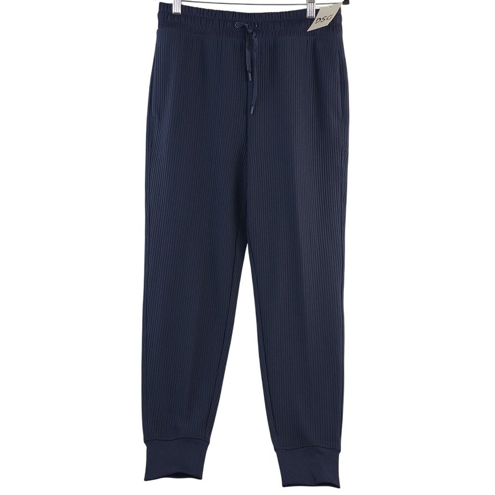 NWT DSG Women's So Soft Ottoman Jogger Pants Navy Drawstring Ribbed Texture Sz M